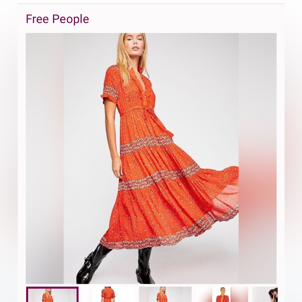 Free People Bright Orange Floral Top